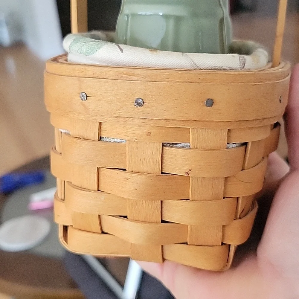 Longaberger Vintage Salt and Pepper Shakers in Handwoven lined Basket